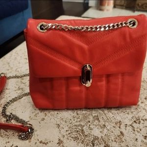Beautiful New Ted Baker Orange Leather Purse with Silver accents